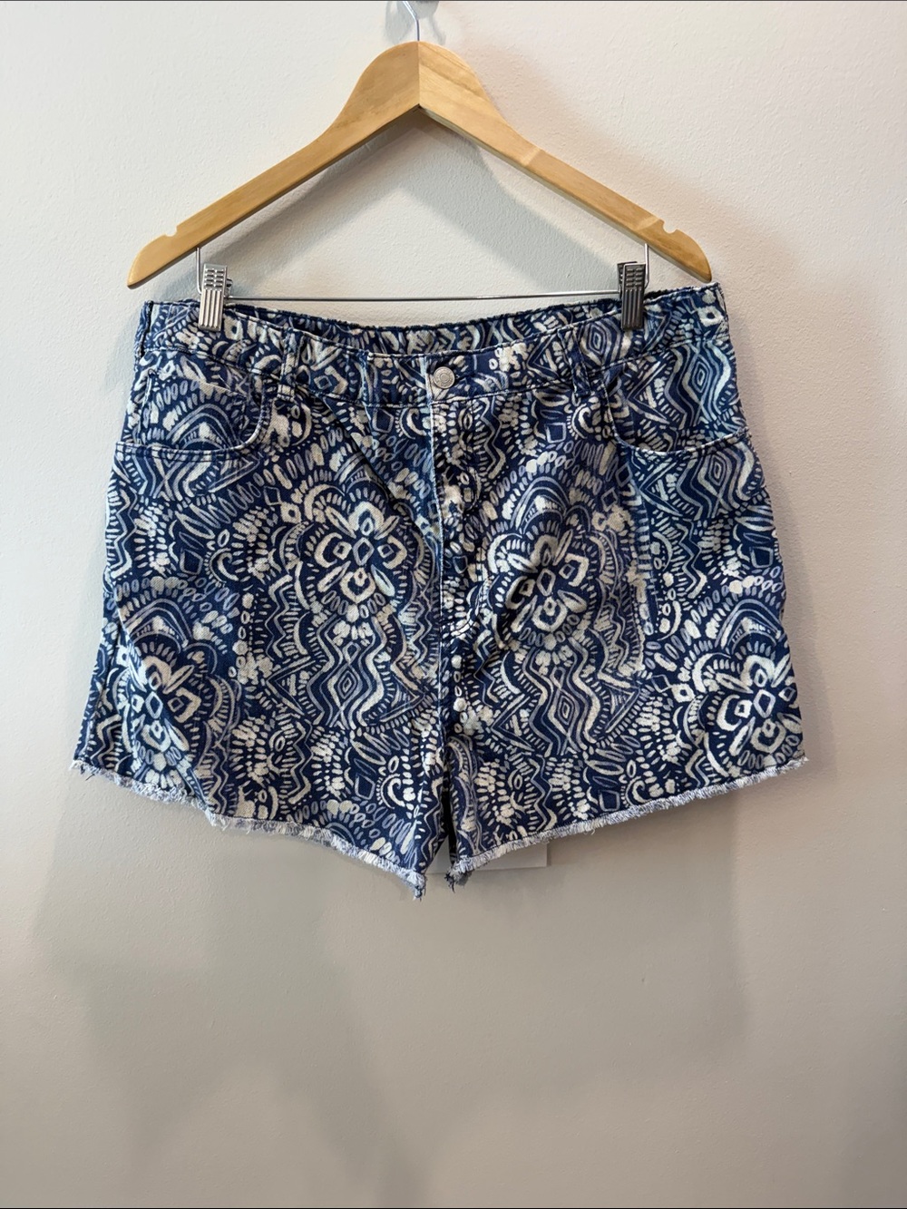 Anthropologie Pilcro Blue Pattern Women’s Shorts Sz XL